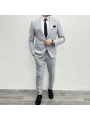 Erkek Dar Kesim Spor Takım Elbise-Gri