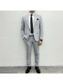 Erkek Dar Kesim Spor Takım Elbise-Gri