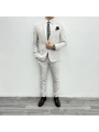 Erkek Dar Kesim Spor Takım Elbise-Krem