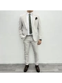 Erkek Dar Kesim Spor Takım Elbise-Krem