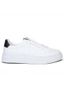 Erkek Eva Taban Snekars Bağcıklı Günlük Spor Ayakkabı -Beyaz-Siyah