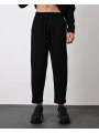 Erkek Fitilli Beli Lastikli Likralı Boy Frend Pantolon-Siyah