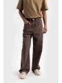 Erkek Geniş Kalıp Baggy Kot Pantolon - Kahverengi