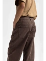 Erkek Geniş Kalıp Baggy Kot Pantolon - Kahverengi