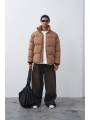 Erkek Hakim Yaka Jel Dolgu Şişme Mont-Kahve