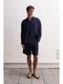 Erkek Modal Kumaş Owersize Uzun Kollu Gömlek- Lacivert