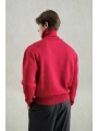 Erkek Normal Kesim Yakası Fermuarlı Polo Yaka Triko -Kırmızı