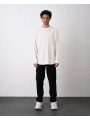 Erkek Owersize Bisiklet Örme İnce Triko-Beyaz