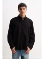 Erkek Owersize Fresh Keten Gömlek- Siyah