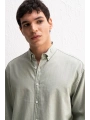 Erkek Owersize Fresh Keten Gömlek- Su Yeşili