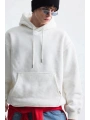 Erkek Owersize İçi Şardonlu Kapışonlu Sweatshirt- Beyaz