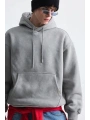 Erkek Owersize İçi Şardonlu Kapışonlu Sweatshirt- Gri