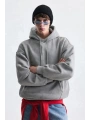 Erkek Owersize İçi Şardonlu Kapışonlu Sweatshirt- Gri