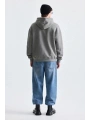 Erkek Owersize İçi Şardonlu Kapışonlu Sweatshirt- Gri