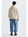 Erkek Owersize İçi Şardonlu Kapışonlu Sweatshirt- Krem