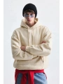 Erkek Owersize İçi Şardonlu Kapışonlu Sweatshirt- Krem