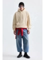 Erkek Owersize İçi Şardonlu Kapışonlu Sweatshirt- Krem