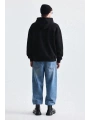 Erkek Owersize İçi Şardonlu Kapışonlu Sweatshirt-Siyah