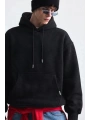 Erkek Owersize İçi Şardonlu Kapışonlu Sweatshirt-Siyah