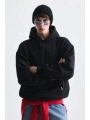 Erkek Owersize İçi Şardonlu Kapışonlu Sweatshirt-Siyah