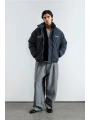 Erkek Owersize Jel Dolgu Şişme Mont- Siyah