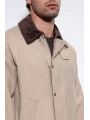 Erkek Owersize Kalıp Yakası Kadife Mont- Krem