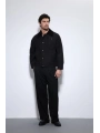 Erkek Owersize Kalıp Yakası Kadife Mont- Siyah