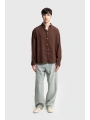 Erkek Owersize Keten Gömlek- Kahverengi