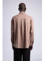 Erkek Owersize Keten Gömlek - Kahverengi