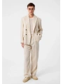 Erkek Owersıze Keten KruvazeTakım Elbise-Krem