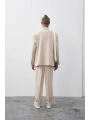 Erkek Owersıze Kruvaze Takım Elbise-Krem