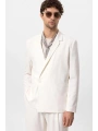 Erkek Owersıze Likralı Takım Elbise-Beyaz