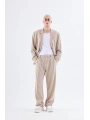 Erkek Owersıze Likralı Takım Elbise-Krem