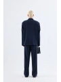 Erkek Owersıze Likralı Takım Elbise-Lacivert