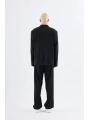 Erkek Owersıze Likralı Takım Elbise-Siyah
