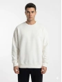 Erkek Owersize Önü Baskılı Düz Basic Sweatshirt-Beyaz