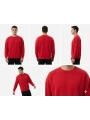 Erkek Owersize Önü Baskılı Düz Basic Sweatshirt- Kırmızı