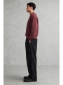 Erkek Owersize Yıkamalı Önü Again Baskılı Sweatshirt-Bordo
