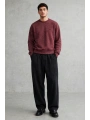 Erkek Owersize Yıkamalı Önü Again Baskılı Sweatshirt-Bordo