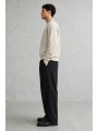 Erkek Owersize Yıkamalı Önü Again Baskılı Sweatshirt-Krem