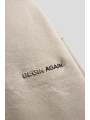 Erkek Owersize Yıkamalı Önü Again Baskılı Sweatshirt-Krem