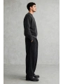 Erkek Owersize Yıkamalı Önü Again Baskılı Sweatshirt-Siyah
