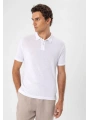 Erkek Polo Yaka Örme Kumaş Triko Thişört-Beyaz