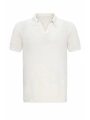 Erkek Polo Yaka Örme Kumaş Triko Thişört-Beyaz