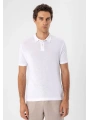 Erkek Polo Yaka Örme Kumaş Triko Thişört-Beyaz