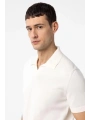 Erkek Polo Yaka Örme Kumaş Triko Thişört-Ecru