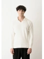Erkek Polo Yaka Uzun Kol Örme Triko - Beyaz