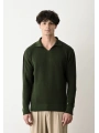 Erkek Polo Yaka Uzun Kol Örme Triko - Yeşil