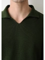 Erkek Polo Yaka Uzun Kol Örme Triko - Yeşil