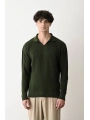 Erkek Polo Yaka Uzun Kol Örme Triko - Yeşil